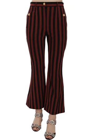 Dolce & Gabbana Wide Trousers, female, , Size: M Flared Trousers with Bold Stripe