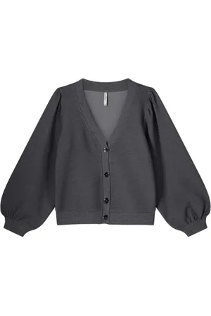 Summum Woman Cardigans, female, , Size: S Waffle Cardigan Vest Dark Grey