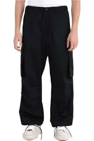 Nine In The Morning Wide Trousers, male, , Size: L Cargo cotton pants with drawstring waist