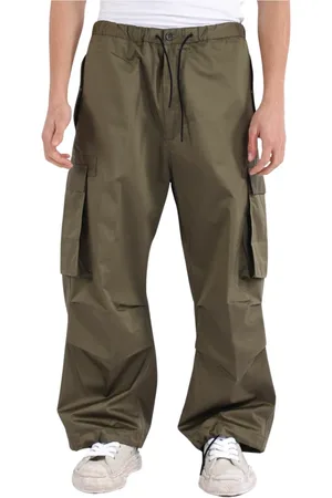 Nine In The Morning Wide Trousers, male, , Size: L Cargo cotton pants with drawstring waist