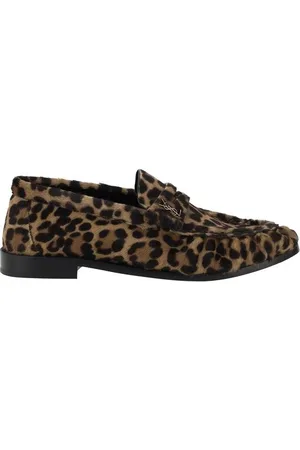 Saint Laurent Loafers, female, , Size: 6 US Animal Pattern Loafers with Block Heel