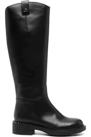 Ash High Boots, female, , Size: 6 US Leather Knee-High Boots with Rockstud Detailing