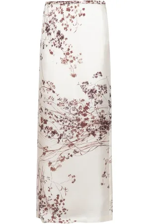 ALYSI Maxi Skirts, female, , Size: M Printed Silk Long Skirt with Slit