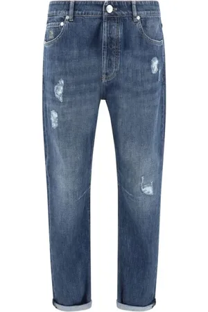 Brunello Cucinelli Slim-fit Jeans, male, , Size: L Vintage Distressed Jeans