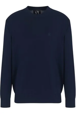 Armani Exchange Round-neck Knitwear, male, , Size: M Elegant Black Jumper