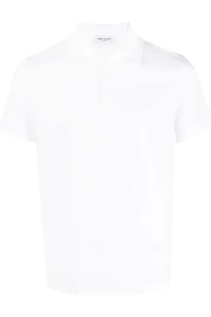 Saint Laurent Polo Shirts, male, , Size: L Cotton Short Sleeve Polo with Monogram Logo