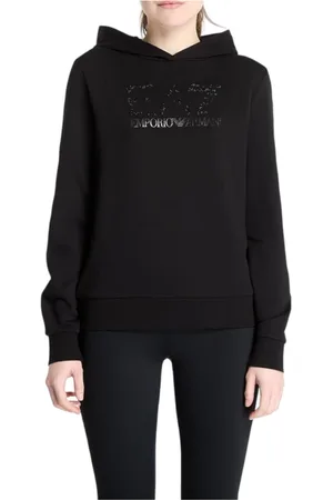 EA7 Hoodies, female, , Size: M Hooded Sweater with Crystals