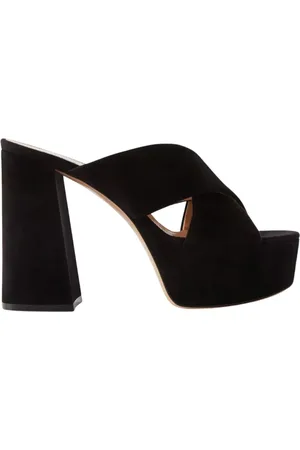 Gianvito Rossi Heeled Mules, female, , Size: 10 US Suede Platform Cross Strap Sandals