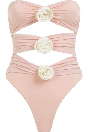 LA REVECHE One-piece, female, , Size: S Quartz Rose Strapless Swimsuit with 3D Floral Embellishments