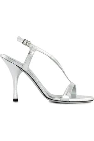 ROBERTO FESTA High Heel Sandals, female, , Size: 10 US Silver Metallic Leather Sandals with 10cm Heel