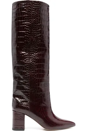 PARIS TEXAS Heeled Boots, female, , Size: 10 US Croc-Effect Leather Boots