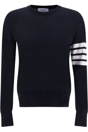Thom Browne Round-neck Knitwear, female, , Size: S Ribbed Crew Neck Fleece Sweater