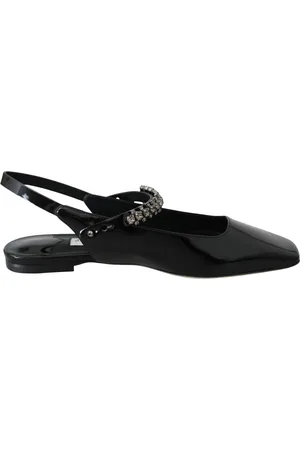 Jimmy Choo Flat Sandals, female, , Size: 6 1/2 US Mahdis Flat PJS Patent Flat Shoes with Crystal Strap