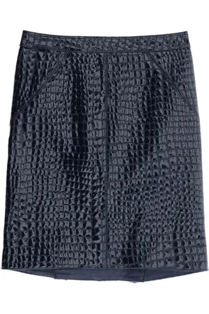 Tom Ford Short Skirts, female, , Size: XS Crocodile Effect Leather Skirt