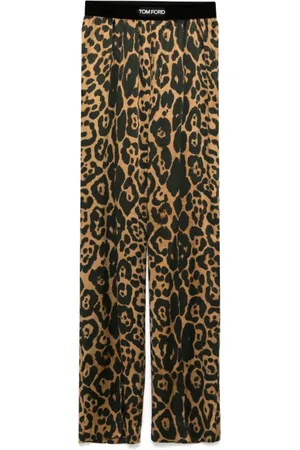 Tom Ford Straight Trousers, female, , Size: S Silk Leopard Pants