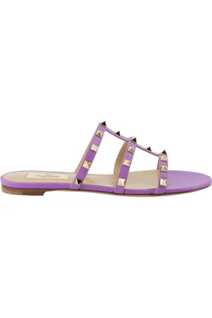 VALENTINO GARAVANI Sliders, female, , Size: 8 1/2 US Leather Rockstud Sandals
