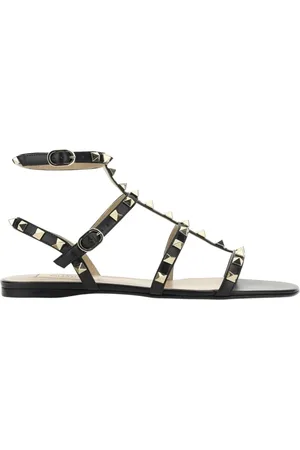 VALENTINO GARAVANI Flat Sandals, female, , Size: 6 US Rockstud Leather Sandals