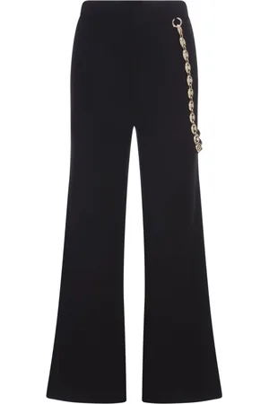 Paco rabanne Wide Trousers, female, , Size: S Wide-Leg Trousers with Gold-Finish Chain Belt