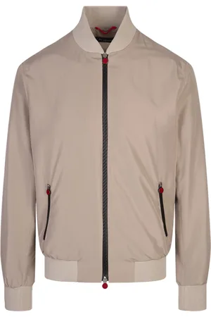 Kiton Bomber Jackets, male, , Size: L Beige Nylon Lightweight Bomber Jacket
