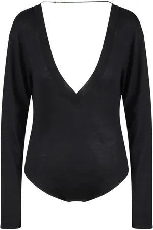 Saint Laurent Body, female, , Size: M Cashmere Silk Blend Deep V-Neck Body