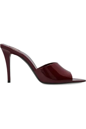 Saint Laurent Heeled Mules, female, , Size: 11 US Bordeaux Sandals Stiletto Heel Open Toe