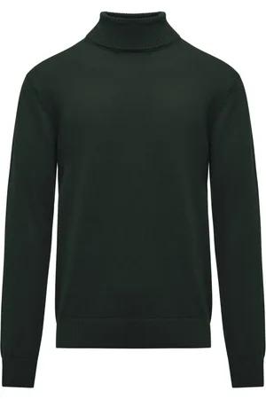 Bomboogie Turtlenecks, male, , Size: S Plain-knit Turtleneck Sweater with Ribbed Neck
