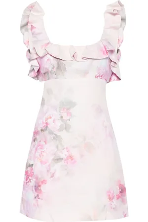 ZIMMERMANN Short Dresses, female, , Size: M Crush Frill Floral Printed Mini Dress
