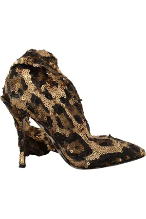 Dolce & Gabbana Pumps, female, , Size: 9 1/2 US Elegant Leopard Sequin Knee-High Boots