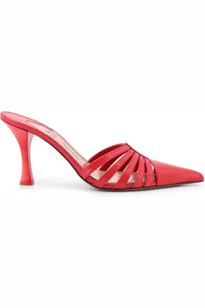 PARIS TEXAS Heeled Mules, female, , Size: 8 US Nadia Leather Sabot Heeled Mules