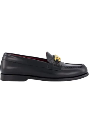 VALENTINO GARAVANI Loafers, male, , Size: 10 1/2 US VLogo Chain Leather Loafers