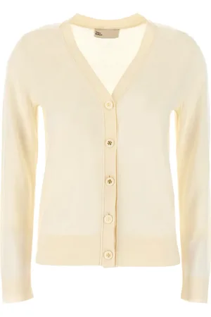 Tory Burch Cardigans, female, , Size: L Logo-Buttons Knit Cardigan