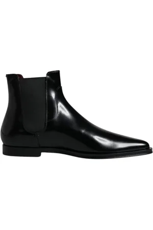 Dolce & Gabbana Chelsea Boots, male, , Size: 11 US Leather Chelsea Ankle Boots with Logo