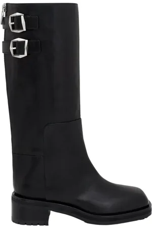 Jimmy Choo High Boots, female, , Size: 7 US Leather Knee-High Boots with Decorative Buckles