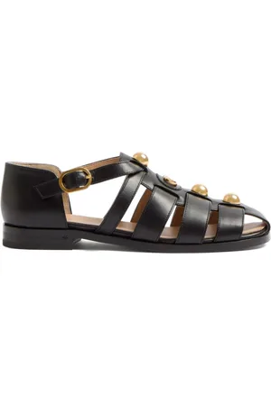 VALENTINO GARAVANI Flat Sandals, female, , Size: 8 US VLogo Sandals with Pearl Detailing