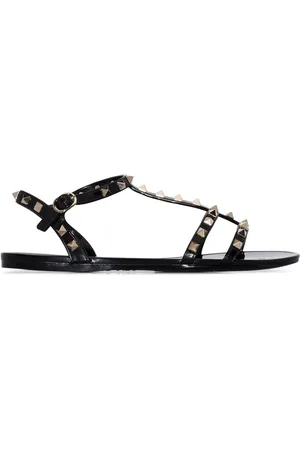 VALENTINO GARAVANI Flat Sandals, female, , Size: 6 US Rockstud Flat Rubber Sandals