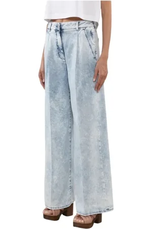 PESERICO SIGN Wide Jeans, female, , Size: XS Denim Cotton Tencel Pants