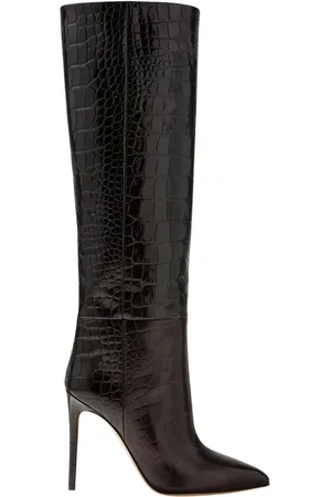 PARIS TEXAS Heeled Boots, female, , Size: 5 US Crocodile-Effect Knee-High Stiletto Boots