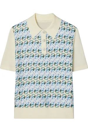 Tory Burch Polo Shirts, female, , Size: M Graphic Print Polo Collar T-shirt