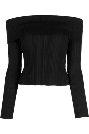 Self-Portrait Long Sleeve Tops, female, , Size: S Off-Shoulder Ribbed Top
