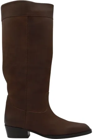 PARIS TEXAS Cowboy Boots, female, , Size: 7 US Leather Knee-Length Square Heel Boots