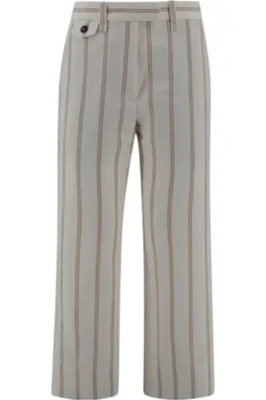 Brunello Cucinelli Straight Trousers, female, , Size: M Wide Leg Striped Pants
