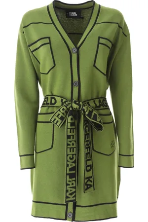 Karl Lagerfeld Cardigans, female, , Size: M Belted Cardigan with Contrast Piping