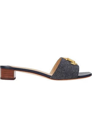 Ralph Lauren Heeled Mules, female, , Size: 8 US Sandali Fay in fabric with logo and anchor