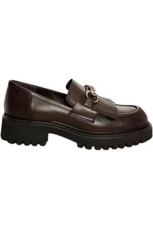 Guglielmo Rotta Loafers, female, , Size: 6 US Chocolate Leather Moccasin with Fringe