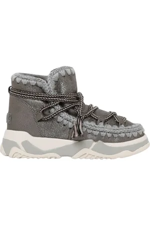 Mou Winter Boots, female, , Size: 8 US Gray Lace Sneakers with Warm Design