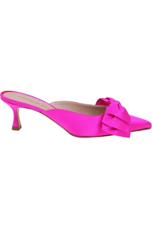 ROBERTO FESTA Heeled Mules, female, , Size: 8 1/2 US Fuchsia Satin Bow Sandals Pointed Model