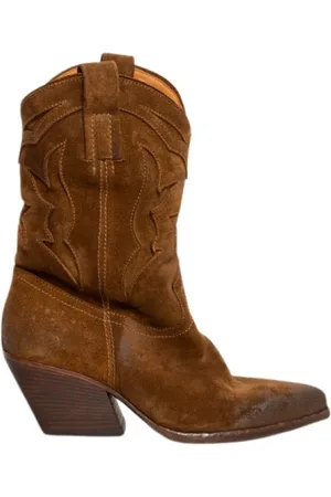 Elena Iachi Cowboy Boots, female, , Size: 6 US Suede Texano Boots - Vintage Style