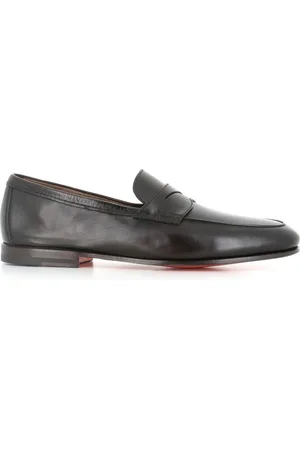 santoni Loafers, male, , Size: 10 US Dark Leather Loafer Shoe