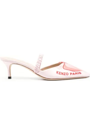 Kenzo Heeled Mules, female, , Size: 6 US Satin Heeled Mules with Logo Print