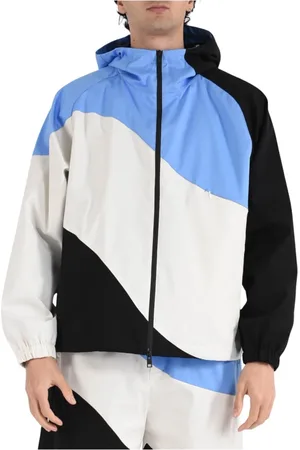 Msgm Light Jackets, male, , Size: L Tricolor Cotton Hooded Jacket